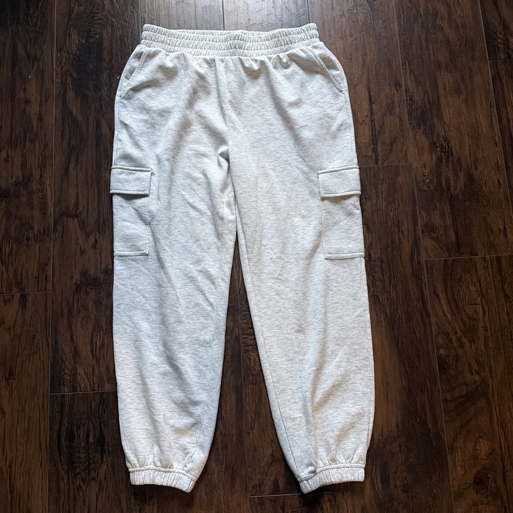 Yogalicious Scuba Cascade Jogger Womens L Gray Athletic Cargo Sweatpants
